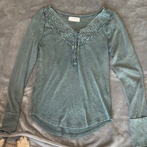 Lucky Brand Sage Green Long Sleeve Top